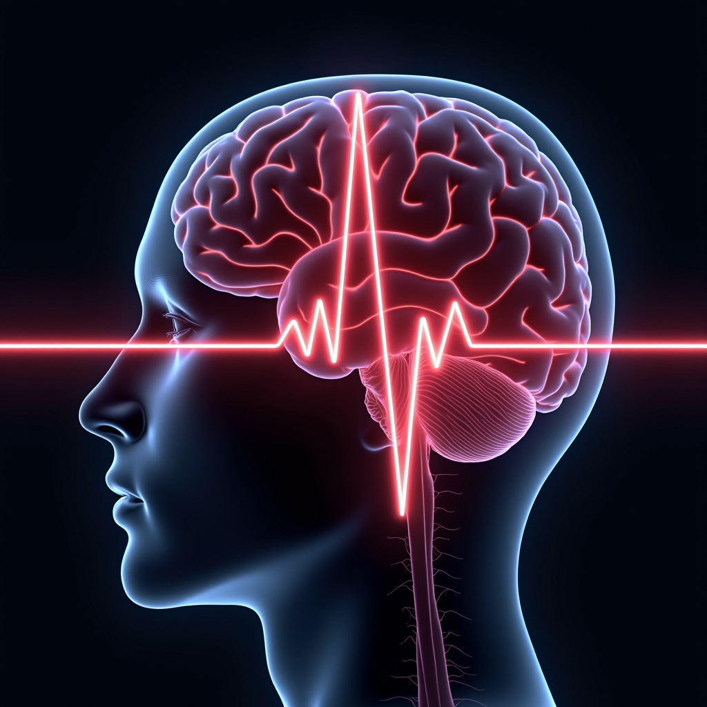 Illustration Gehirn und EKG