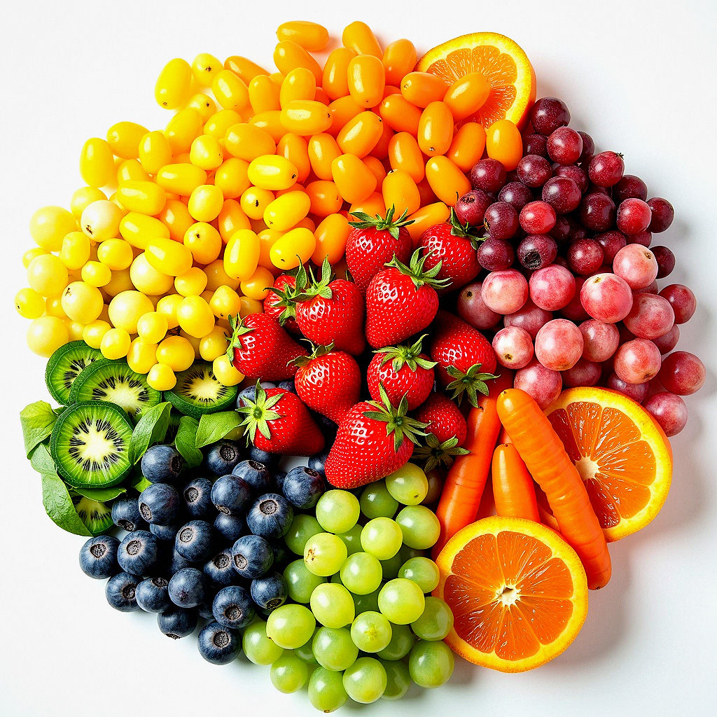 Bunte Sammlung von frischem Obst und Gemüse